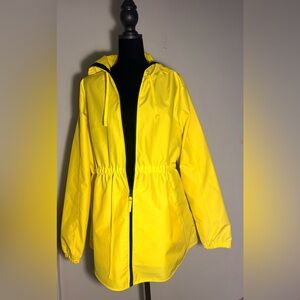 Bright Yellow Hooded Windbreaker Jacket